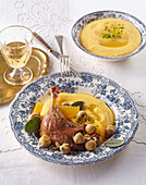 Roasted duck legs with polenta