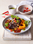 Asian braised beef cheeks with soya sauce and ginger