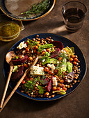 Lentil salad with beetroot and feta