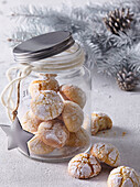 Orange crinkle cookies with almonds