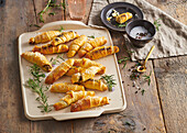 Cheese sticks with blue cheese and poppy seeds