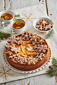 Spice cake with lemon glaze and gingerbread biscuits