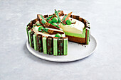 Chocolate mint cake with cream filling