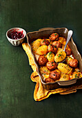 Swedish meatballs with creamed potatoes from the oven