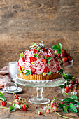 Strawberry dome cake with frangipane