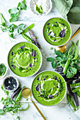 Green pea and broccoli soup