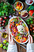 Tomato salad with burrata and redcurrants