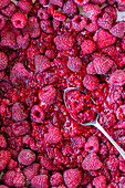 Smased raspberries for jam