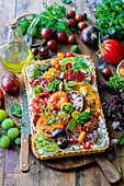Colourful tomato tart with ricotta and basil