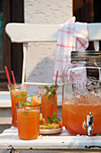 Caribbean Punch with pineapple, cantaloupe and papaya