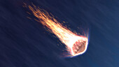 OSIRIS-REx asteroid sample return canister entering atmosphere, illustration