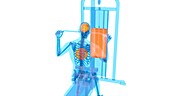 Man using lat pulldown machine, illustration