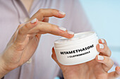 Betamethasone and clotrimazole medical cream, conceptual image