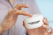 Clobetasol and salicylic acid medical cream, conceptual image
