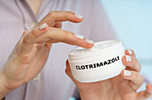 Clotrimazole medical cream, conceptual image