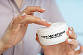 Hydrocortisone and clotrimazole medical cream, conceptual image