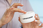 Lidocaine medical cream, conceptual image