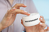 Miconazole medical cream, conceptual image