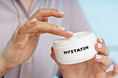 Nystatin medical cream, conceptual image