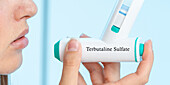 Terbutaline sulphate medical inhaler, conceptual image
