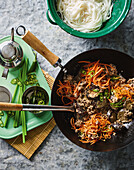 thai style green peppercorn beef stir fry