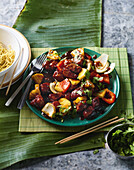 Sweet and sour pork with pineapple and peppers