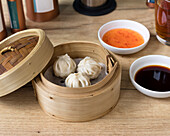 Steam-cooked xiao long bao with pork filling