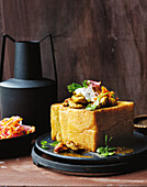 South African bunny chow with curry and coriander