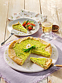Chive quiche with walnuts