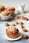Muffins with almonds white chocolate and orange juice