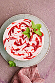 Marbled strawberry quark cake