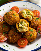 Vegan chickpea croquettes with onion.
