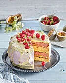Creamy raspberry layer cake