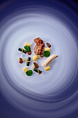 Triple-cooked rabbit with morels, mushrooms and gnocchi