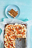 Vegan carrot cake from the tray