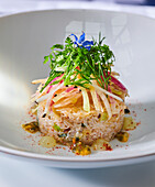 Crab salad with apples and herbs