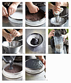 Schwarzen Kokosnusskuchen (Raw Baking)
