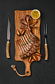 Grilled lamb ribs with rosemary and hot sauce