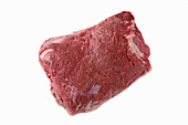 Raw beef chuck eye roast on a white background