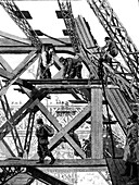 Eiffel Tower construction, 19th century illustration
