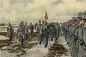 Kaiser Wilhelm inspecting his troops, illustration