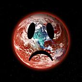 Sad planet, conceptual illustration