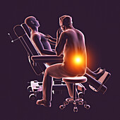 Healthcare worker experiencing back pain, illustration