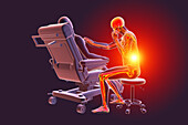 Healthcare worker experiencing back pain, illustration