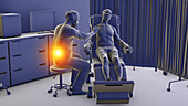 Healthcare worker experiencing back pain, illustration