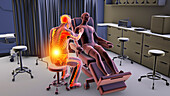 Healthcare worker experiencing back pain, illustration