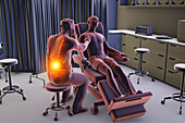 Healthcare worker experiencing back pain, illustration