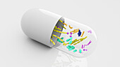 Probiotic supplement capsule, conceptual illustration