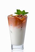 Iced coffee with cream and mint