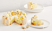 Charlotte cake with meringue and passion fruit